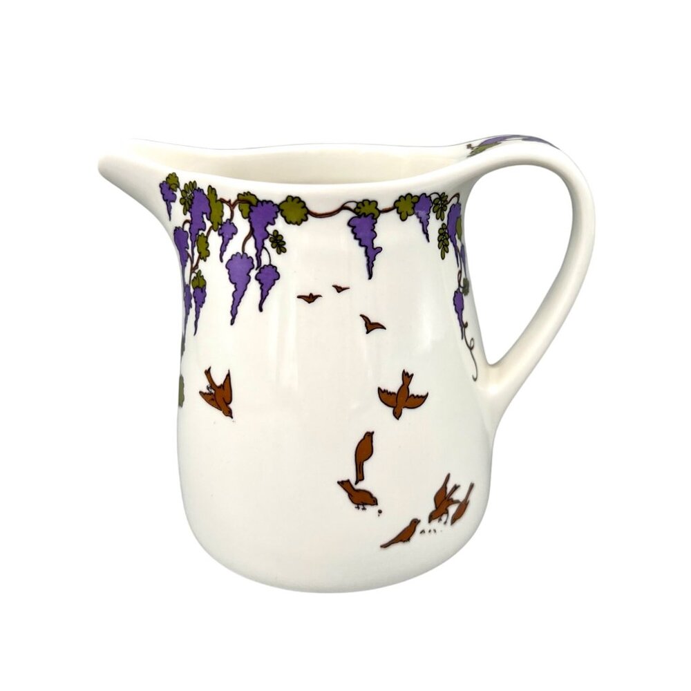 Vintage Villeroy & Boch Design 1900 Creamer Jug Pitcher Wisteria Birds Pattern